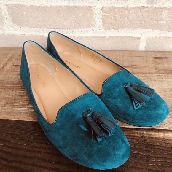 Nine West Teal Blue Suede Loafer Flats with Tassels | Women’s 9.5 - Picture 2 of 6
